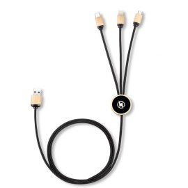 Multi-Functional Round Glowing Logo Dual Input Braided Cable