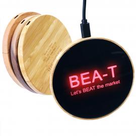 Bamboo LED Wireless Charger with Glowing Logo