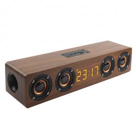 W8C Multifunctional Clock Wireless Wooden Bluetooth Speaker